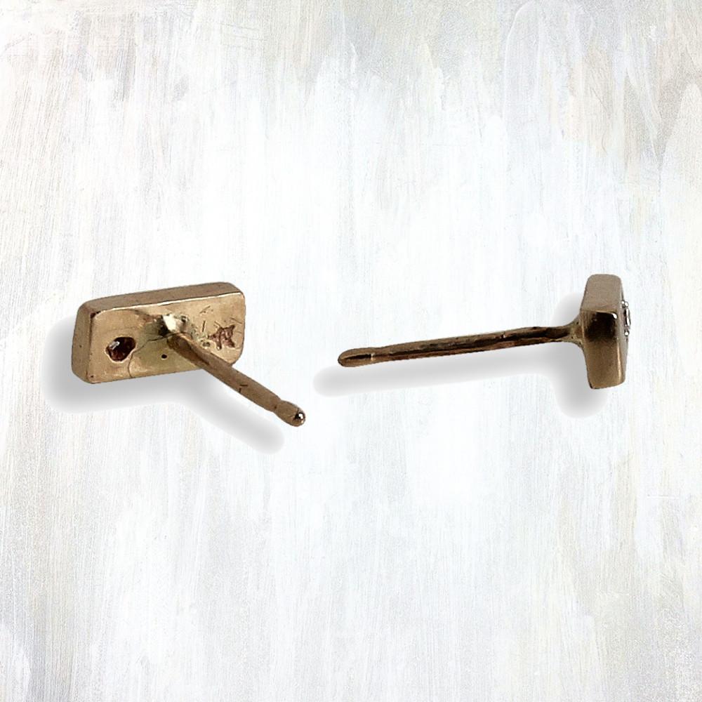 EPIC | classic bar studs | the modern, clean lines of our Classic Bar studs are perfect for all-day wear; a single 0.04 tcw diamond is flush set in a short, hammered 14K yellow or rose gold hammered bar, 14K white gold upon request; 7x3 mm | #failjewelry