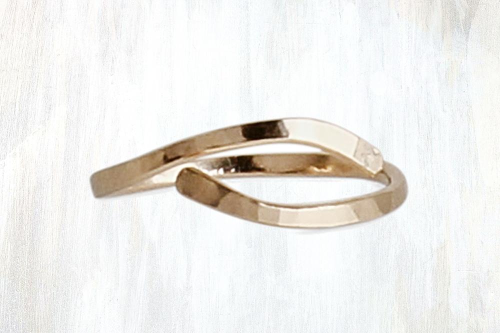| thin wave ring | minimal with a flowing, graceful style, the Thin Wave ring is perfect for stacking but also stands on its own; forged by hand, this ring features a curved opening, allowing for slight adjustment to fit the desired finger | available in 14K yellow or rose gold-fill, or sterling silver | #failjewelry